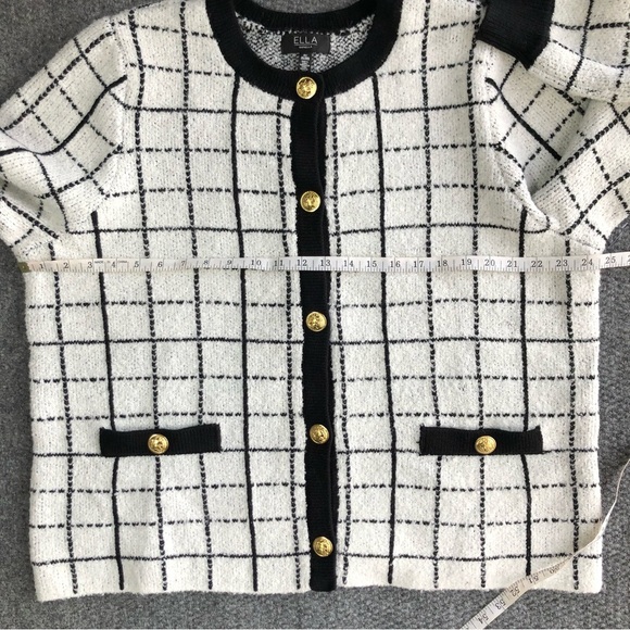 Ella Rafaella size 2X windowpane plaid button up cardigan - Picture 5 of 14
